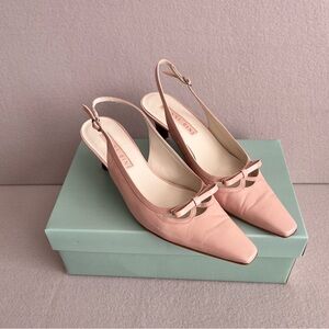 Gianni Bini Pink Slingback Kitten Heels with Bow Detail Dainty Feminine Size 7.5